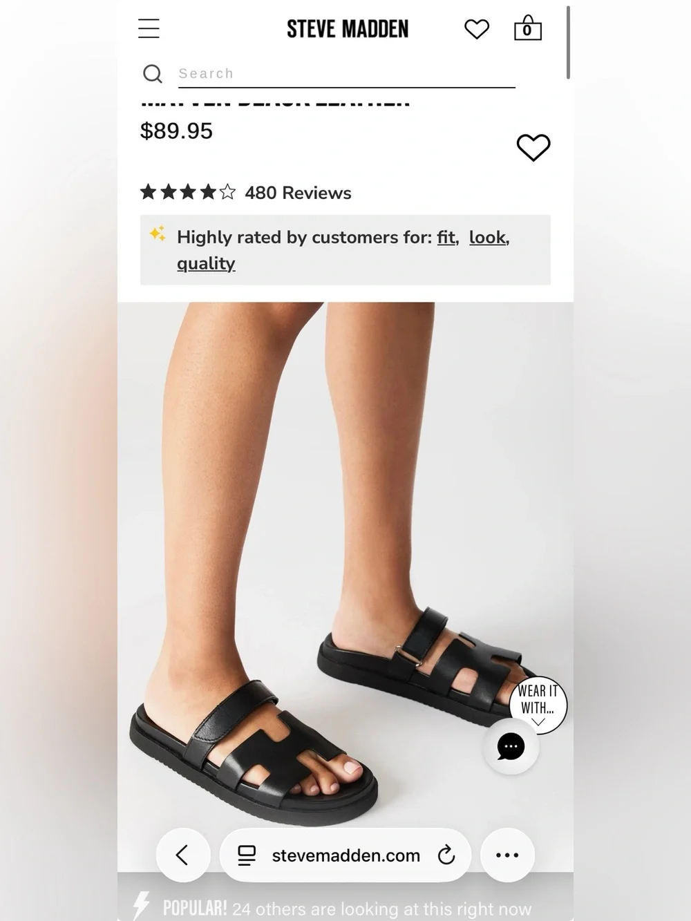 Steve Madden Mayven Black Cutout Leather Slide Sandals